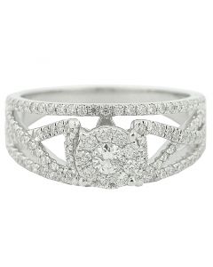 0.75Ct Diamond Bridal Wedding Ring 10K White Gold Split Shoulder Woven Sides New