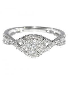 0.33ct Diamond Engagement Ring Woven Twisted Halo Split Shoulder 10K White Gold