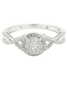 0.3ct Bridal Engagement Ring Promise Gift Ring Split Shoulder 10K White Gold