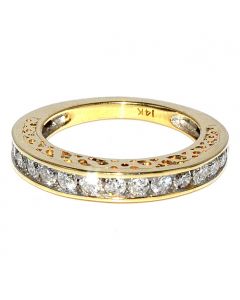 1ct Diamond Wedding Band Ring 4mm Wide 14K Yellow Gold