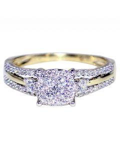 Diamond Engagement Ring Bridal 10K Gold 0.4ctw 7mm Wide 