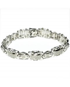 Men's Diamond Bracelet Sterling Silver White Gold finish 0.5ctw Pave Set diamonds Wide bracelet Measures 12MM Wide