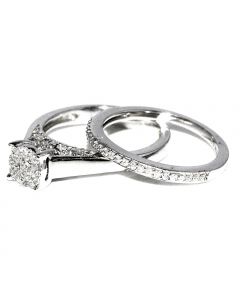 14K White Gold Bridal Rings Set 0.66ct Certified Diamonds Solitaire Style Engagement Ring And Wedding Band