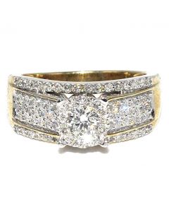 1ct Bridal Ring Wedding Ring 3 in 1 style Cathedral Solitaire Round Yellow Gold