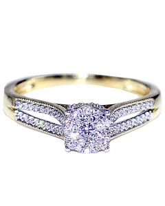 0.25ct Diamond Engagement Ring 10K Yellow Gold Split Shoulder Sides 