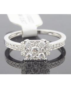 0.5ct Diamond Bridal Engagement Ring 10K White Gold 6mm Princess Cut Shaped Top