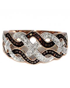 Diamonds Anniversary Ring Cognac White Diamonds Band 11mm Wide Rose Gold 0.25ctw