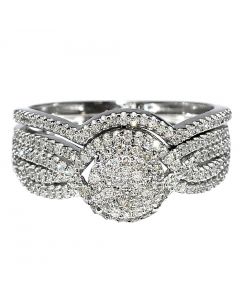 0.5ct Diamond Bridal Wedding Rings Set 2 Piece 10K White Gold Engagement and Matching Band