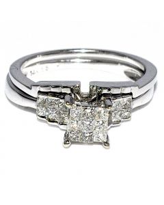 0.55ct Princess Cut Bridal Wedding Set 14K White Gold 
