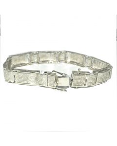 Men's Diamond Bracelet 2ct w Sterling Silver 1160 Diamonds White Gold finish Measures 12MM Wide