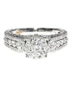 1.16ct Bridal Engagement Ring 14K White Gold EGL Certified 7.6mm Wide Pave Set Diamonds New