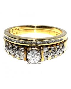 1ct Diamond Bridal Wedding Rings Set 14K Yellow gold 