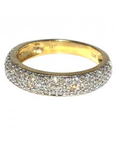 Diamond Wedding Band Anniversary Ring Pave 5mm Wide 0.8ct 10K Gold Domed