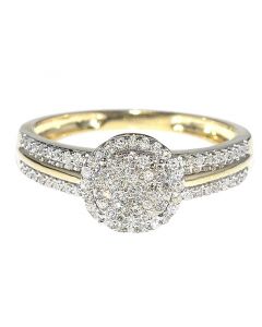 0.25ct Diamond Engagement Ring Bridal Ring 10K Yellow Gold Halo Style 8mm New