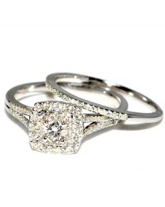 Wedding Set 0.5ct Diamond White Gold Engagement Ring and Matching Wedding Band