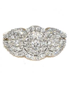 1ct Diamond 3 stone Anniversary Wedding Ring 14K Yellow Gold 11mm Wide