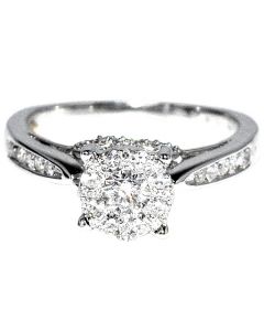 14K Bridal Engagement Ring 0.75ct w Round Top Certified SI2 F-G Color Pave Set New