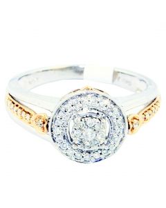0.25ct Diamond Engagement Ring 10K White Gold With Rose Gold 10mm Halo