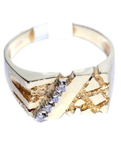 Mens Diamond Ring Nugget Style 0.04ctw Diamonds 14K Yellow Gold Fashion Pinky Wedding Ring
