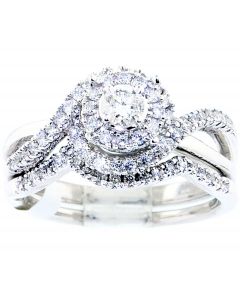 10K White Gold Bridal Set 0.63ctw Diamonds 10mm Wide