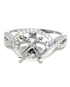 Wedding Ring 0.62ctw Diamond Fits 1ct Solitaire round or Princess Cut 14K White gold 