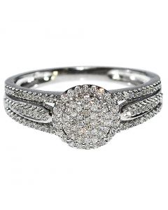 0.25ct Bidal Engagement Ring Halo 10K White Gold Pave Set 9mm Wide