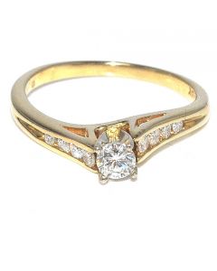 Diamond Engagement Ring 14K Yellow Gold 0.45ct w Promise Ring