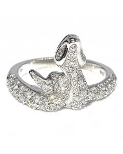 Diamond Snake Ring 14K White Gold 0.75ctw 16mm Wide