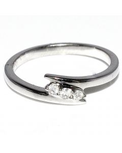 Diamond anniversary ring 1/10th carat 10K White Gold 3 stone Promise Gift Ring