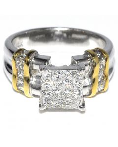 Princess Cut Diamond Wedding Ring Two Tone 14K White Yellow Gold 0.6ct w