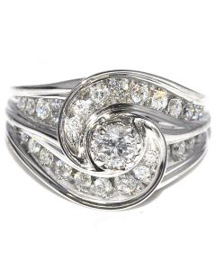 0.75ct Diamond Wedding Ring 14K White Gold Round Solitaire 13mm Wide