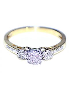 Diamond Engagement Ring 3 Stone Style 10K Gold 0.15ct Promise Ring