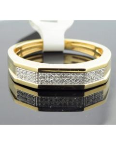 Mens Wedding Ring 10K Yellow Gold 0.10ctw Diamond 5mm Wide
