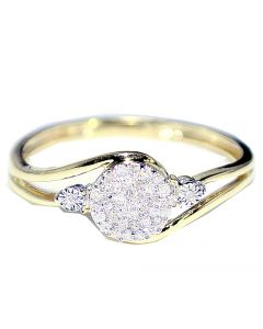 10K Gold Engagement Fashion Ring Swirl 0.12ct Diamonds