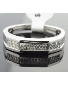 Mens Diamond Wedding Band Ring 10K White Gold 5mm Wide 0.15ctw