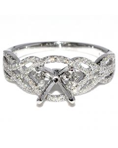 Semi Mount Ring Engagement 0.33ct 14K White Gold Fits Round or Princess Cut Solitaire upto 1ct