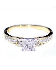 Diamond Engagement Promise Ring 0.14ct 10K Gold Princess Cut Style 
