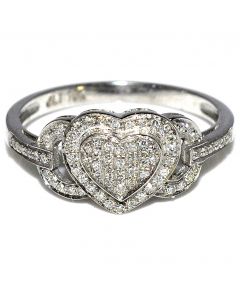 Heart Shaped Ring White gold 0.2ct Diamonds 9mm Wide