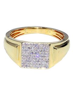 Diamond Ring 10K Gold 0.26ct Mens Fashion Cocktail Pinky Ring 10mm Wide