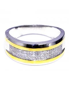 Mens Diamond Wedding Band Ring 10K White Gold Two Tone 0.25ct 9mm