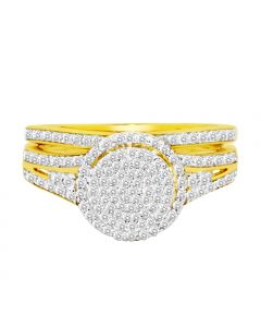 Halo Bridal Rings Set 10K White Gold 0.39ctw Diamonds Split Shoulder 10mm Wide