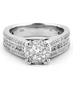 1.35ct Diamond Engagement Ring Cathedral 8mm Round Center 14K White Gold