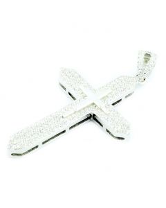 Sterling Silver Cross With Cubic Zarcons 39mm Tall Pave Set