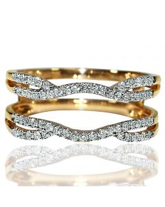 Ring Enhancer Ring Jacket 14k Yellow Gold Real 0.33ct W Diamonds New 8mm Wide