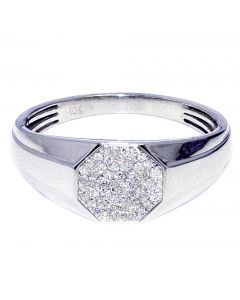 Mens Diamond Fashion Ring 0.15ct 10K White Gold 8.7mm Wide
