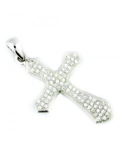 Cross Pendant Silver Cross Charm 30mm Tall With CZ
