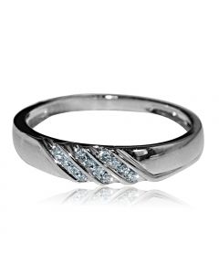 Mens Wedding Band Ring 10k White Gold 0.1ctw Diamonds 5mm Wide