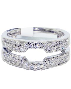 0.5ct Diamond Jacket 14K White Gold 8.5mm Wide Ring