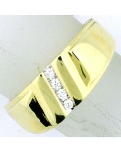 Wedding Band Mens 10K Gold 8.5mm Wide 0.10ct Diamonds Comfort fit