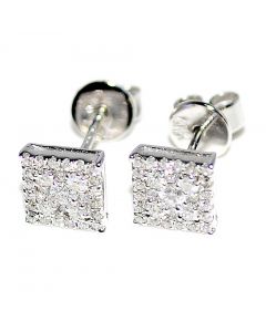 0.34ct Diamond Earrings 10K White Gold Princess Cut style pave 6.3mm Wide